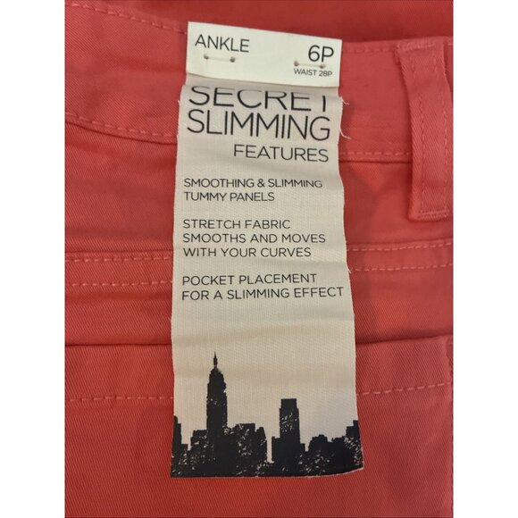 Jones New York Womens 6P Soho Ankle Jeans Coral Red Stretch Casual Petite - Picture 6 of 7